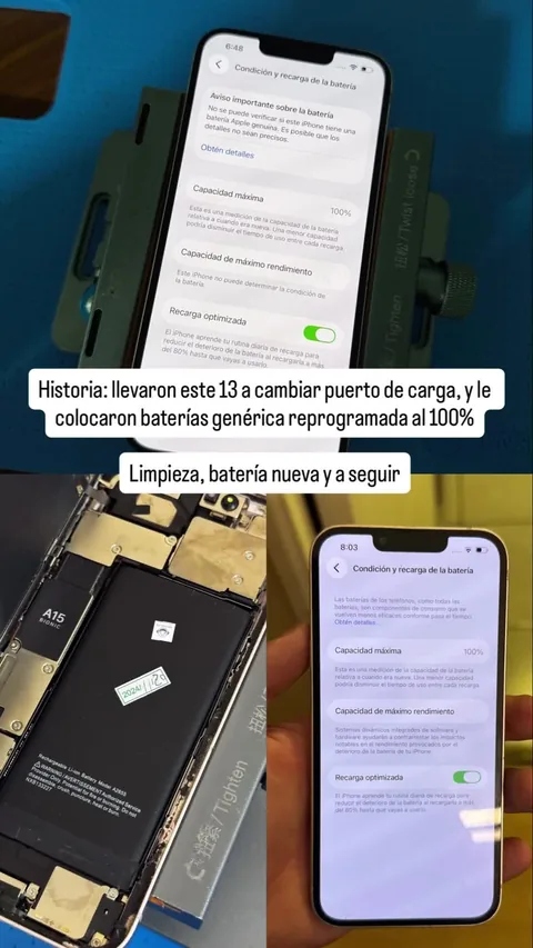 Collage de un teléfono abierto y mensajes sobre sus piezas en los ajustes.